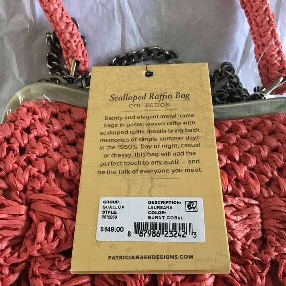 Patricia Nash Laureana Scalloped Raffia Frame Hand/Crossbody Bag